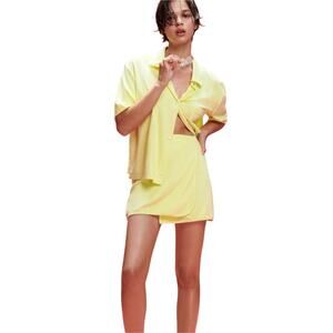 NEW Zara Yellow Terrycloth Towel Wrap Mini Skirt Size Small